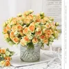 装飾的な花シルク人工バラ花束偽の花の植物モナワイルドフローラルホームリビングルーム装飾シミュレーションパープル