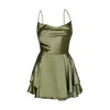 Casual Dresses Solid Color Suspender Satin Dress Summer Sexy Low Cut Elegant Lady Skirt Party Wrap Hip For Women In Stock