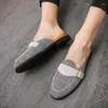 Sapatos casuais lona mulas homens ao ar livre deslizamento na metade para mocassins sem costas chinelo mule masculino deslizamento-em apartamentos slides