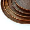 TEA TRAYS Solid Wood Round Plate Fruit Food Bakery Servering Tray Rishes Platter Tillbehör