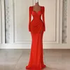 Vestidos de festa vermelho lantejoulas sereia noite para mulheres sexy querida ombro almofada coxas fenda plissada vestido de baile casamento segundo