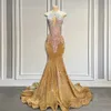 Robe de bal d'anniversaire à paillettes champagne 2024 pour filles noires scintillantes licou cristal strass sirène soirée robes de gala formelles robe de soirée