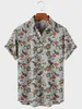 Mäns avslappnade skjortor 2024 Trend Harajuku Spring/Summer Plaid Shirt Short Sleeve Chest Pocket Design Fashion Print Button 015