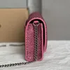 Portafoglio a forma di clessidra con cristalli da donna di lusso con catena Borsa di design in vera pelle di vitello di alta qualità Portamonete con hardware dorato di moda con scatola