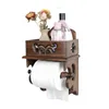 Thailand Solid Wood Handduk Vävnadshållare Vintage Toalettrulle pappersrör Sydostasiatisk stil toalettpapper toalettpapper hängande