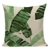 Oreiller plante couverture tropicale Jungle feuilles vertes maison canapé oreillers décoratifs carré lin impression personnalisé jeter 45Cm x 45Cm