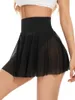 Culotte Femme Yoawdats Femmes 2 pièces Mini Jupe Ensemble Taille Haute Courte Sheer avec Slip Y2K Streetwear Party Clubwear Été