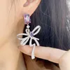 Dangle Earrings Luxury Sweet Geometry Square Line Bowknot Earring For Women Wedding Cubic Zirconia Dubai Bridal Costume Jewelry E1228