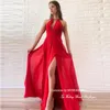 Robes de soirée élégante robe de bal à col licou longue avec robe de bal fendue une ligne froncée sans manches robes de soirée formelles pour les femmes sur mesure