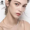 ORSA JEWELS Unique 925 Silver Paper Clip Chain Pearl Choker Necklace Vintage Chunky Link Necklace for Women Chain Jewelry GPN13240327