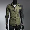 Gros mode printemps été décontracté affaires hommes irrégulière Patchwork Camisa Masculina mince à manches longues chemises habillées 240322