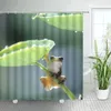 Shower Curtains Funny Cartoon Frog Green Lotus Leaves Animal Kids Bath Curtain Children Bathroom Accessories Decor Sets White