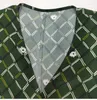 Casual Dresses 2024 Green Printed Short Dress For Women Long Sleeve French Ladies Break Warp With Buttons Holiday Mini