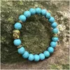 Pärlstav bijoux mode nouveau armband en agate indienne 8mm plack ou tete de bouddha sex caracteres mantra pierre vulkan bijouts br otgjf