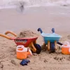 Sand Play Water Fun 6Pcs Beach Sand Toys Set Wheelbarrow Rake Watering Can Kids Gardening Set Summer Beach Sand Play Mold for Outdoor Beach Fun 240402