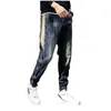 Mäns jeans 2024 Spring Autumn Mens Harem Pants Fashion Pockets Loose Baggy Men Stretch Retro Streetwear Relaxed avsmalnande