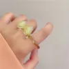 Cluster Rings 2024 Kpop Vintage Pearl Colorful Crystal Zircon Acrylic Resin Flower For Women Aesthetic Jewelry Fashion Accessories
