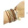 Charme pulseiras 8 pçs/set boêmio praia estilo doce cor multicamadas contas borla pulseiras para presente feminino pulseras mujer