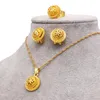 Etiopisk guldfärg Små smycken för flickor Kvinnor Halsband Örhängen Ring Afrikanska barn smycken Set gåvor 240329
