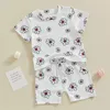 Conjuntos de roupas infantis bebê menina menino 2pcs roupas de verão casual floral impressão manga curta camisetas e calças roupas de crianças