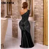 Casual Dresses CM. Rhinestone Diagonal Collar Long Dress For Women Sleeveless 2024 Spring Vestidos Sexy Party Club Birthday Evening