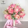 Fiori nuziali 18 teste di rose di seta bouquet per damigelle d'onore bouquet da sposa bianco rosa artificiale Mariage forniture decorazione domestica