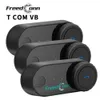 Мотоциклетный шлем, домофон, 3 комплекта, Freedconn TCom VB, Bluetooth-гарнитура, система наушников для групповой связи, 6 гонщиков, BT 5,0, FM, музыка