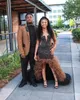 Black Brown Sparkly Evening Ceremony Dresses For Women Luxury Diamond Crystal Ruffles Slit Prom Gown Vestido de Gala 2024