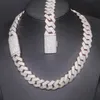 Miami Supper Fashion Solid Silver шириной 20 мм, 4 ряда, ожерелье из муассанита, кубинская цепочка для ропперов
