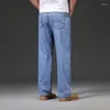 Jean d'été fin pour hommes, pantalon en Denim, décontracté, grande taille, Baggy, coton, élasticité, classique, droit, marque, 48