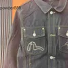2024 Spring Nowy modny produkt Fushen Hafloidery spliced ​​duży m dżins płaszcz w stylu pary