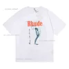 Rhude 셔츠 탑 장인 정신 Rhude Mens T 셔츠 여름 패션 디자이너 Tshirts Street Casual Short Sleeve Beach Style Rhude Tees Cotton Printing Rhude Shirt 439