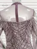 Robes de soirée Roseinthebox Sirène De Luxe Dubaï Robe De Soirée Avec Cape Manches 2024 Femmes Élégantes Violet Perlé Robe De Mariage Formelle