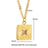 Pendant Necklaces Vintage Square Zircon Necklace Gold Color Choker Waterproof Stainless Steel Jewelry Y2k Accessories For Girls Gift