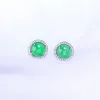 Boucles d'oreilles CELLACITY PURE 925 Boucles d'oreilles en argent sterling pour femmes 8 * 10 mm Green Callondes d'oreille Femelle Round Gem Stone Oreads Anniversa