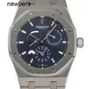 Top Men APS Factory Audemar Pigue Watch Swiss Ruch Epic Royal Oak 26120st Podwójny czas niebieski tarcza męskie zegarek z papierem