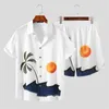 Conjuntos de camisa de praia 3d impresso masculino casual moda manga curta camisas calções de grandes dimensões verão streetwear ternos havaianos roupas 240321