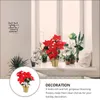 Decorative Flowers Christmas Decor Decoration Xmas Ornament Party Adornment Vase Poinsettia Potted Artificial