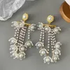 Dangle Earrings AENSOA Vintage Geometric Crystal Bead Pearl Drop For Women Elegant Resin Floral Tassel Wedding Party Jewelry