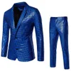 Fashionable Mens Sequin Stamping Suit Disco Cosplay Party Stage Nightclub Shiny and Cool Performance Set SizeS3XL 240312