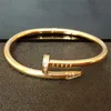 2024 Dunne nagel elastische armband voor mannen en vrouwen Han Chao Klassiek GD dezelfde stijl titanium staal verguld rosé goud paar sieraden
