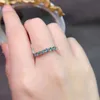 Зеленое кольцо из стерлингового серебра 925 пробы, круглые обручальные кольца-пасьянсы для женщин 240402