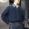 Camicette da donna La camicia di jeans che ripristina i modi antichi Età femminile Stagione Tempo libero Moda Cappotto morbido a maniche lunghe