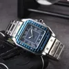 디자이너 시계 남자 3 핀 석영 스퀘어와 두 번째 스위핑 운동 캘린더 All Steel Watch