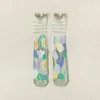 Skarpetki dla kobiet Summer ultra-cienki przezroczysty kryształowy jedwabna moda kobieta harajuku kwiatowy retro w stylu kolorowy kawaii urocze skarpet