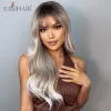 かつらEasihair Ombre Grey Ash Wavyウィッグ