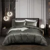 Luxe satijnen beddengoed set dekbedovertrek met kussensloop Europese stijl dubbele king size comfortabele beddeksels bed linnen geen blad 240415