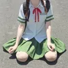 Conjuntos de roupas Japonês Anime Estilo JK Top College Uniforme Camisa de Manga Curta Terno Verão Sailor Outfit Saia Cosplay