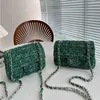 Women Luxury Bag Woven CF Bag Handheld Bag Chain Strap Single Shoulder Crossbody Bag Fortune Green Bag Horizontal Size 20cm Vertical Size 17