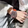 Luxury Mens Mechanics Titta på Richa M Sport armbandsur Business Leisure helautomatisk mekanisk kolfiber ihålig Tourbillon Mille